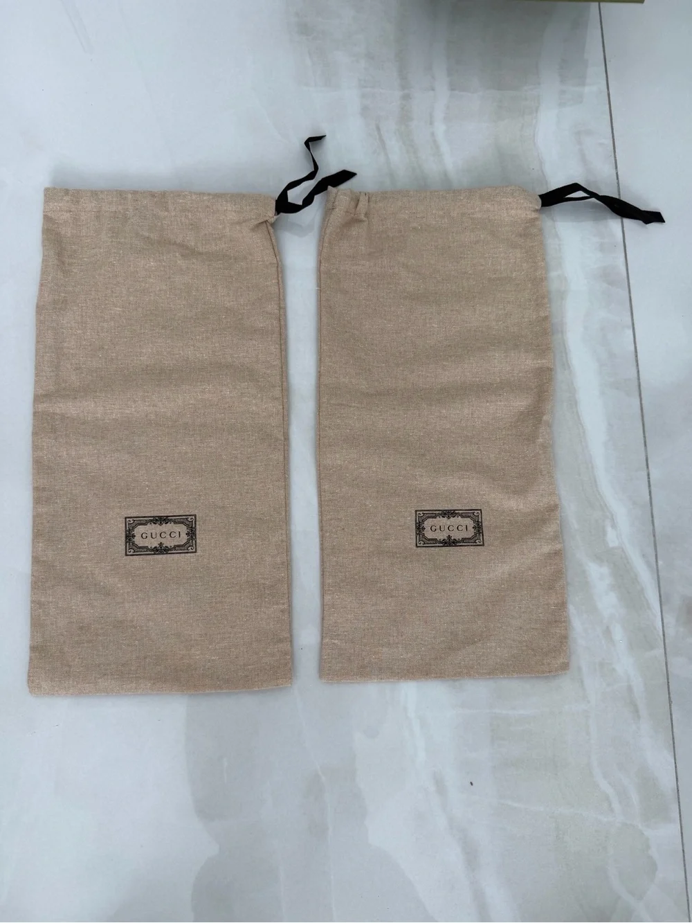 Gucci Mens Green Shoe Box 2 Linen Textured Dust Bags Logo Tissue Paper Inserts
